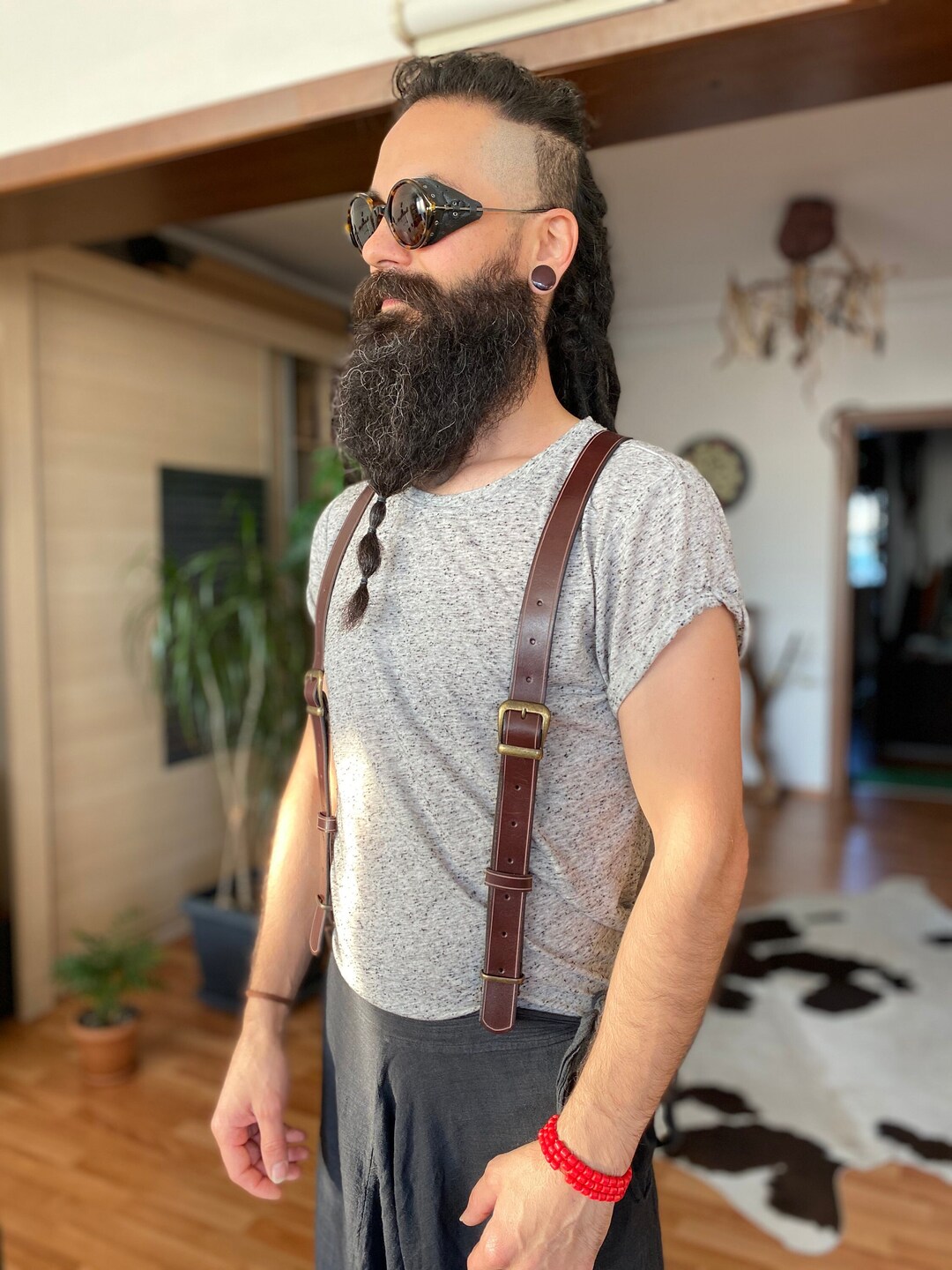 UNITED ARROWS サスペンダー ブラウン　結婚式　新郎 男性用サスペンダー レザー ブラウン 結婚式前撮り UNITED ARROWS