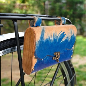 Borsa da bici in pelle blu, borsa da manubrio per bicicletta, regali per il ciclismo