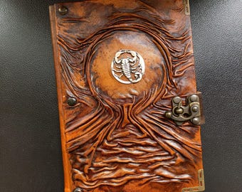 Leather Journal with Scorpion –  Occult Notebook – Zodiac Signs Gifts