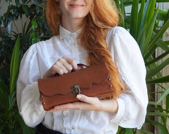 Woman Leather Top Handle Bag, Ladies Minimalist Handbag