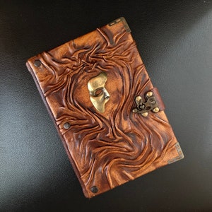 Theatre Mask Leather Journal, Acting Journal, Gift for Actors