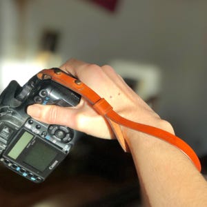 Leather Camera Wrist Strap: Adjustable Handmade DSLR Accessory