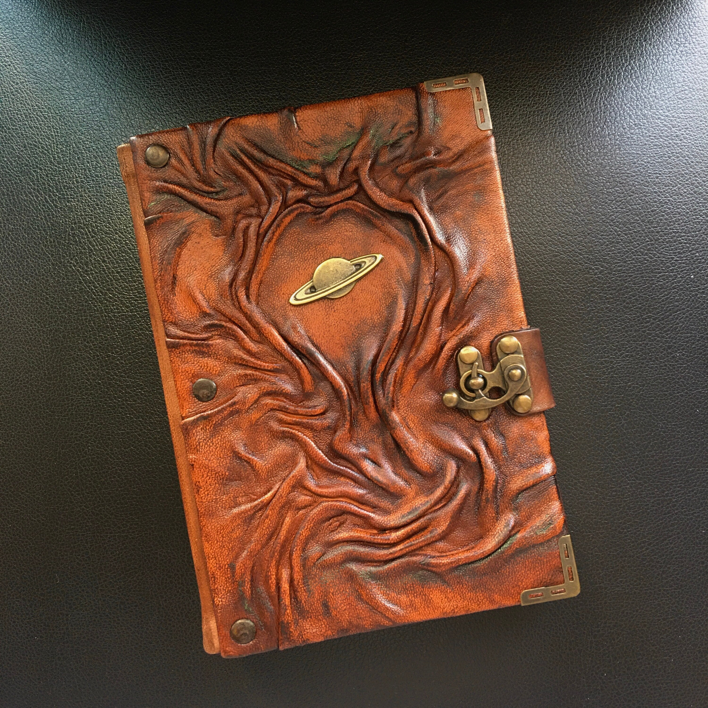 Saturn Leather Journal: Celestial Astrology Notebook, Embossed Cover