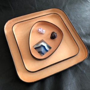 Molded Leather Catchall Tray, Personalized Valet Tray