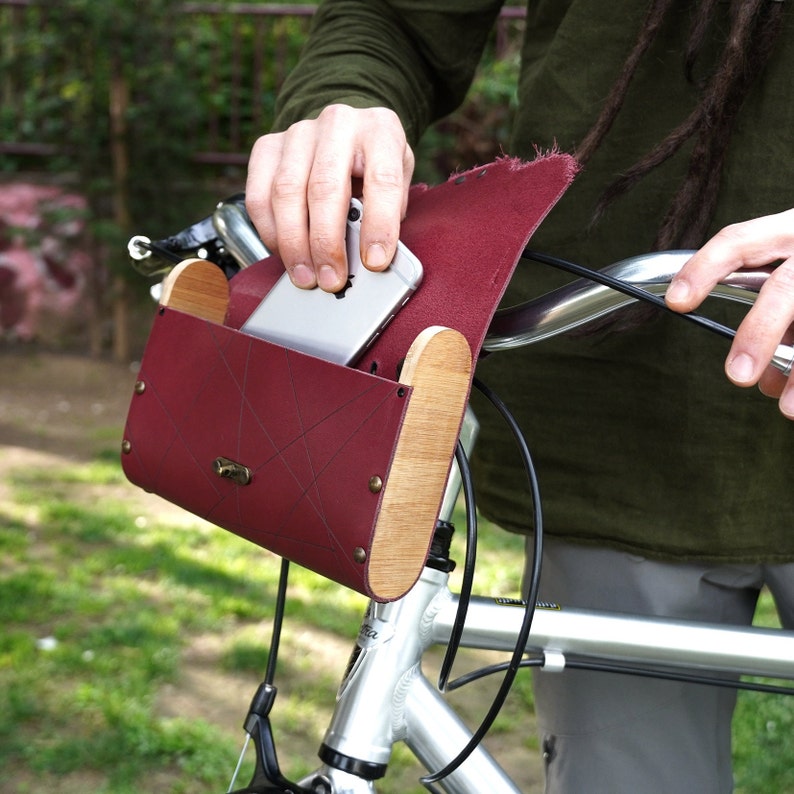 Cycling Bag Leather Fanny Pack Leather Bike Bag Handlebar Etsy