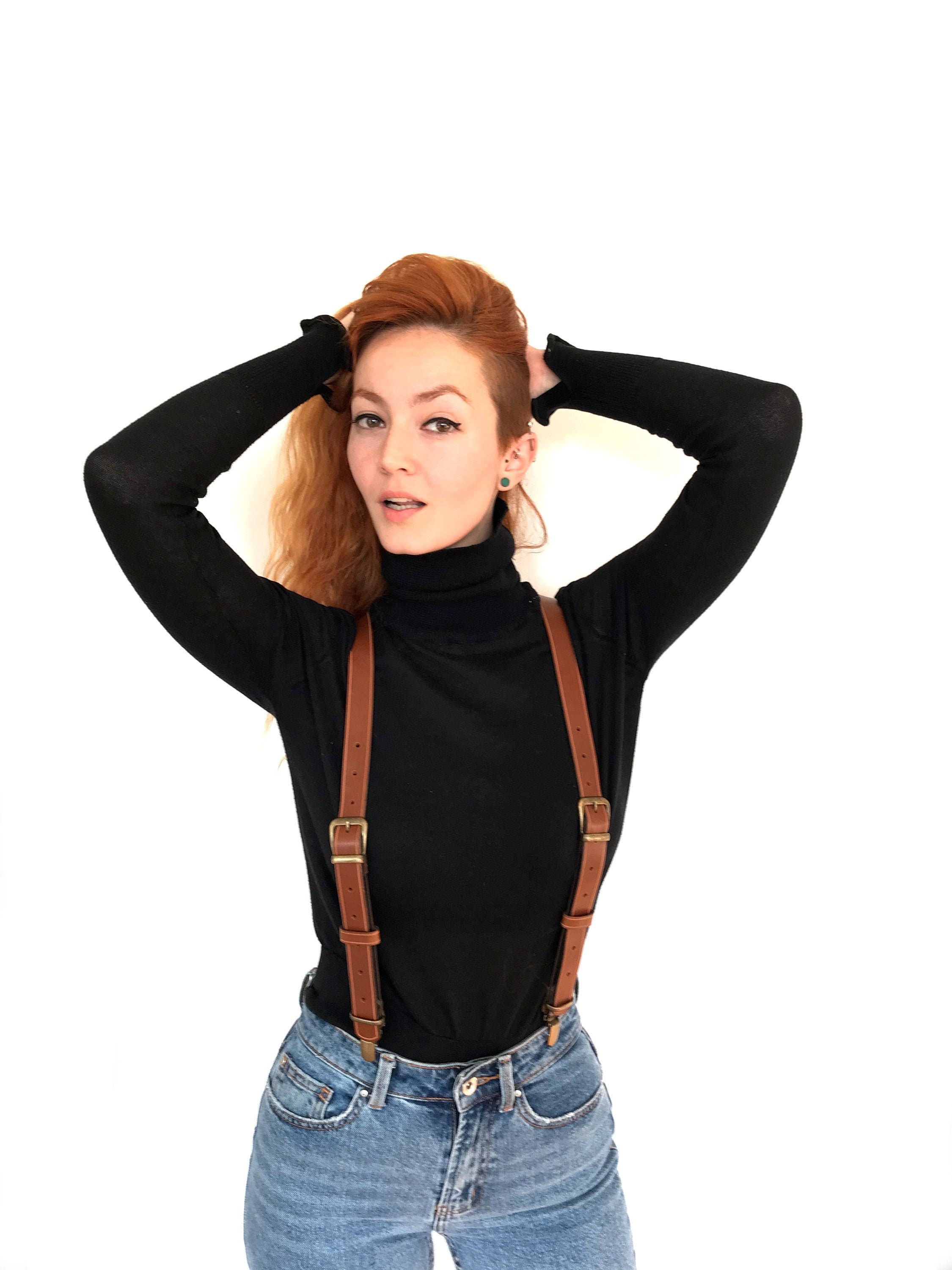 Women Leather Suspenders Women Braces Adjustable Suspenders Etsy