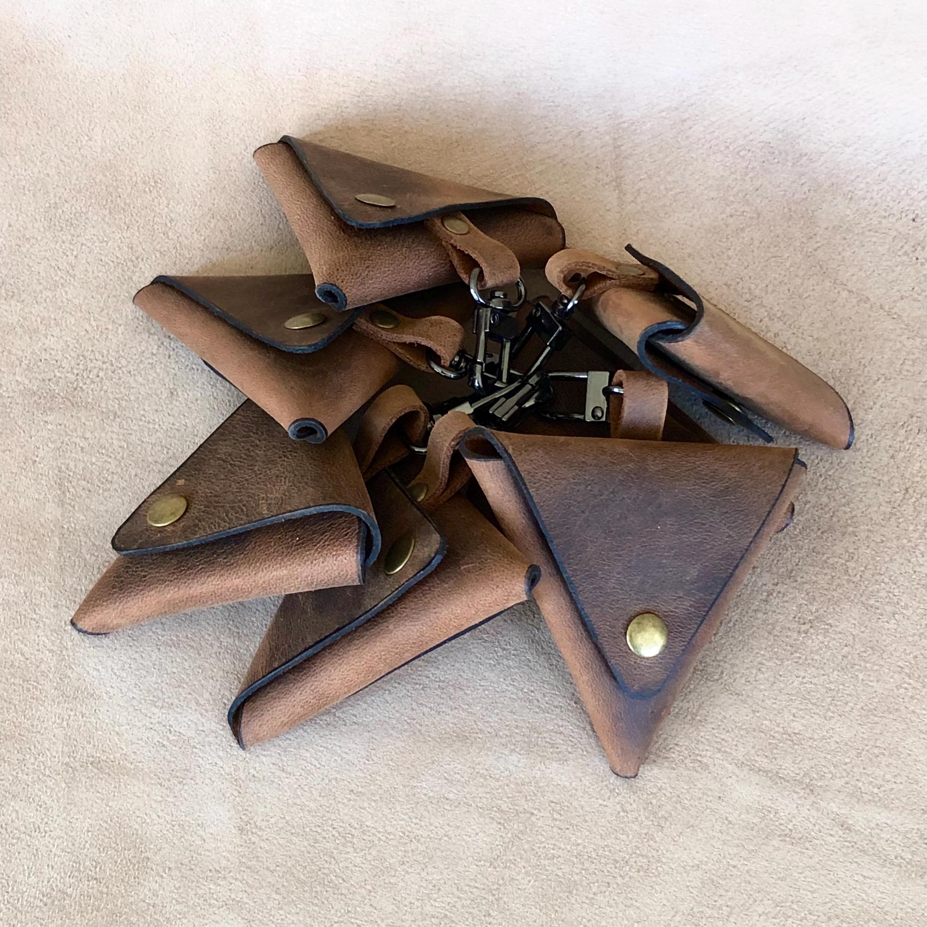 Triangular Keychain 3 Pcs Leather Triangle Keychain Coin Purse - Minimalist Change Purse - Etsy