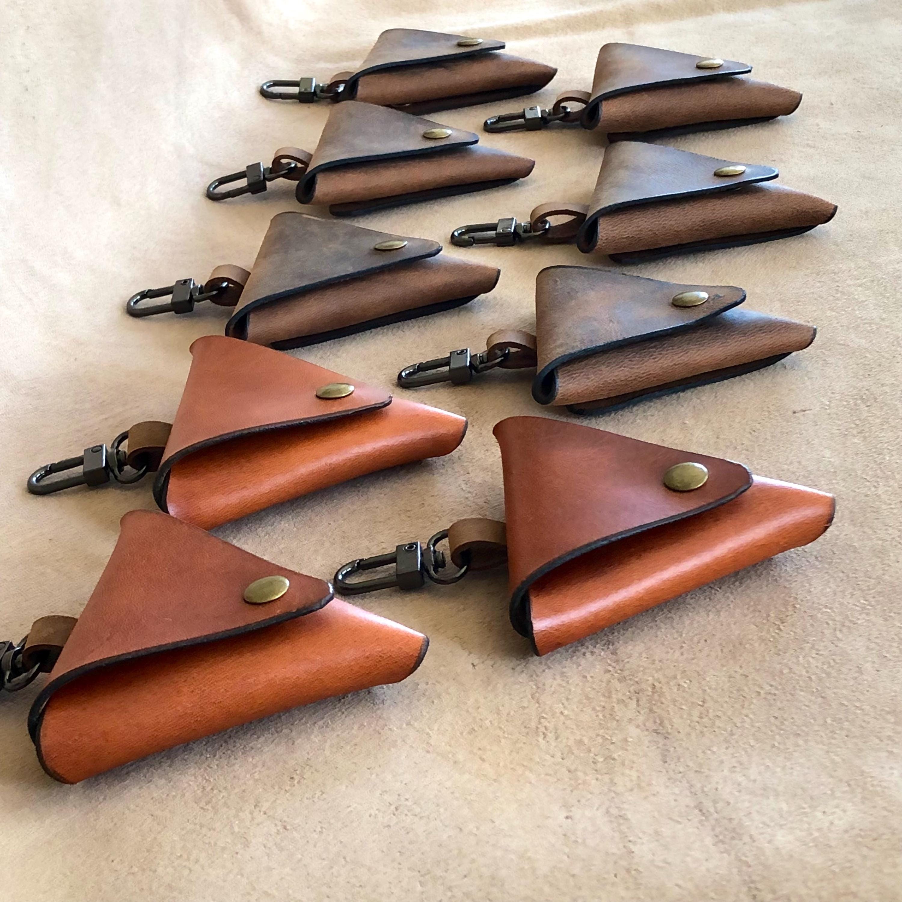 Triangular Keychain 3 Pcs Leather Triangle Keychain Coin Purse - Minimalist Change Purse - Etsy