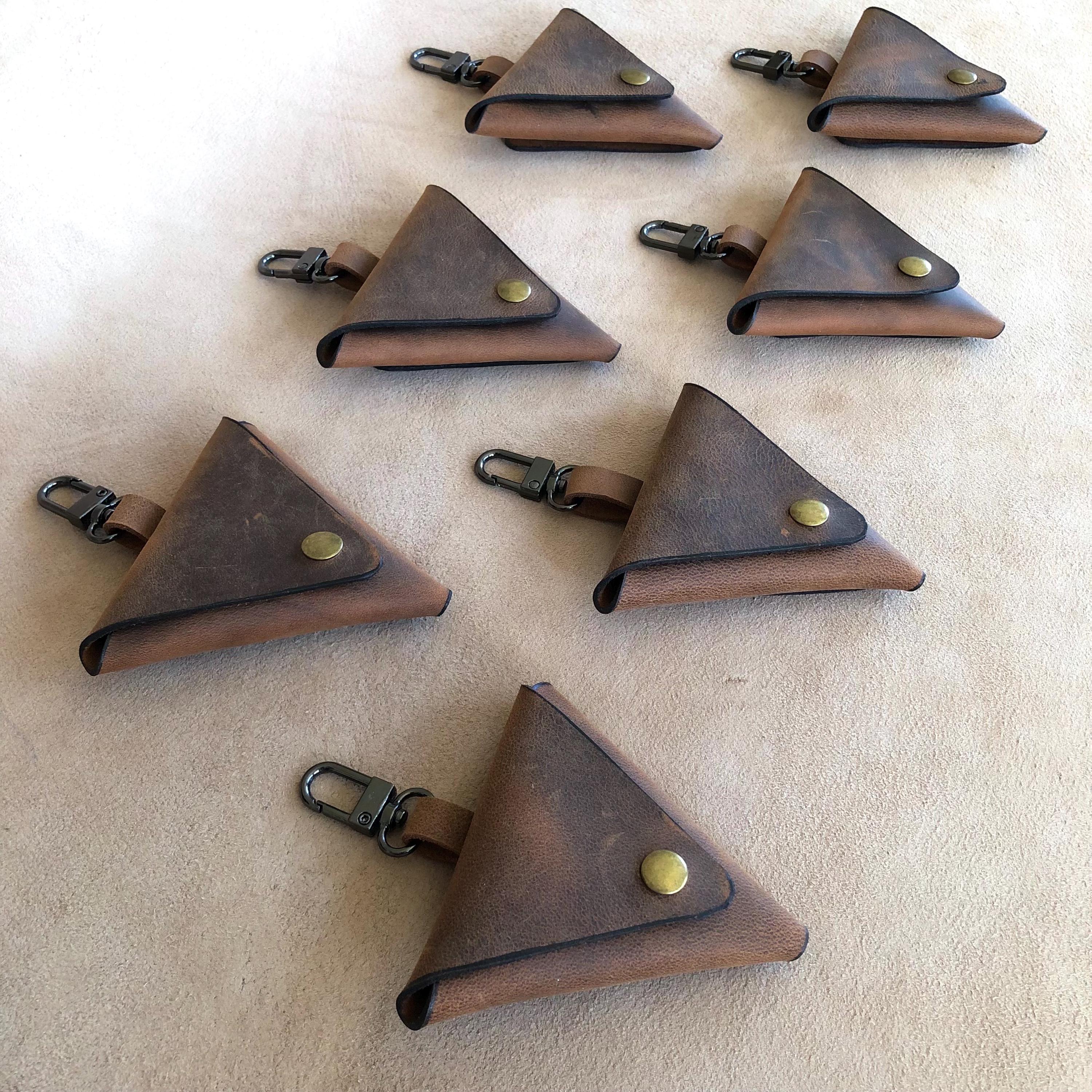 Triangular Keychain 3 Pcs Leather Triangle Keychain Coin Purse - Minimalist Change Purse - Etsy