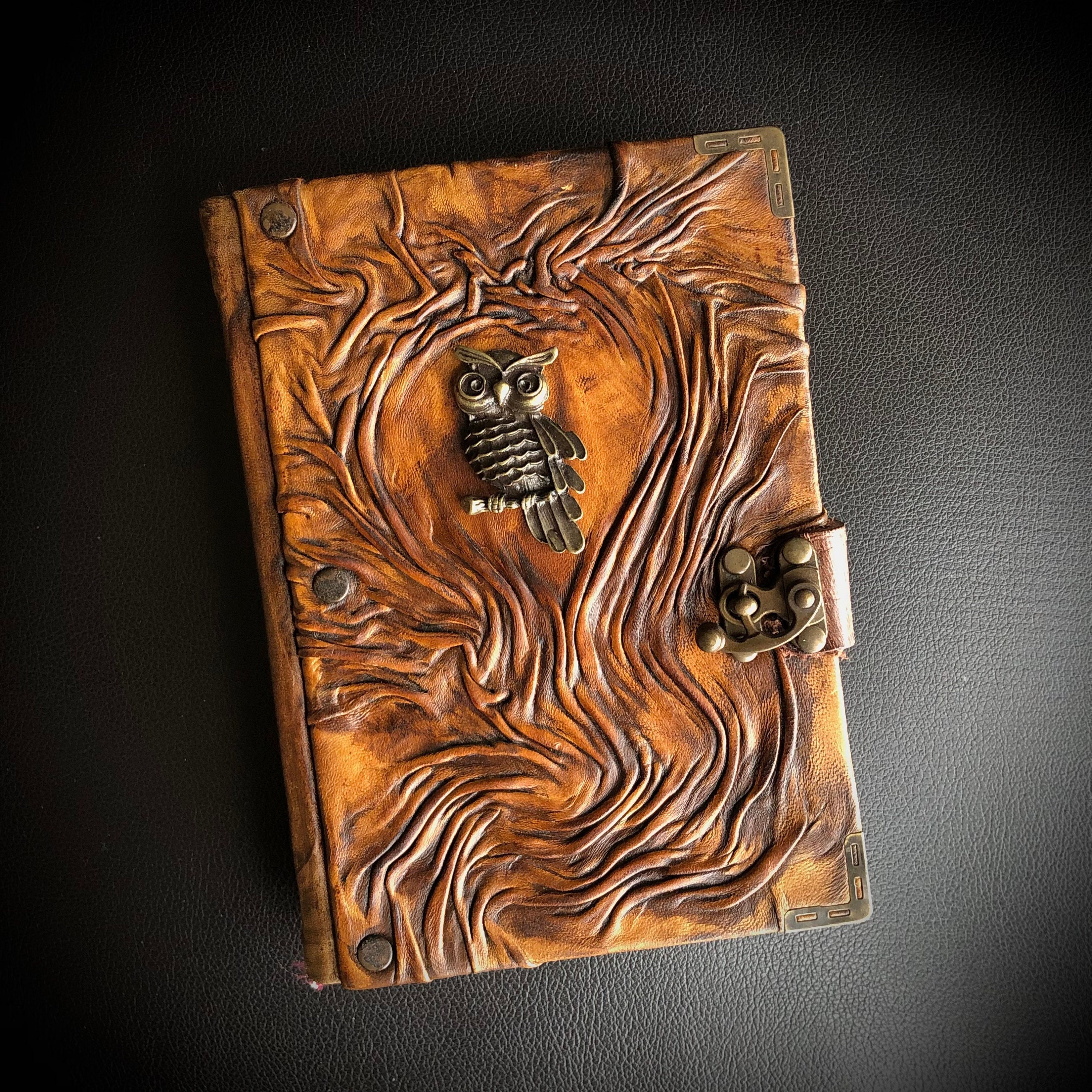 フクロウの革製ノート、革製ジャーナル - Etsy 日本