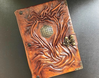 Dagboek heilige geometrie, spiritueel dagboek, leren notitieboekje