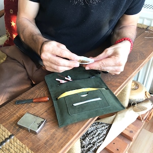 Estojo para cigarros de enrolar, bolsa de tabaco de camurça