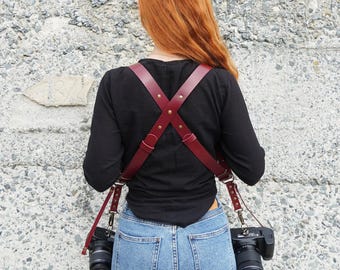 Leather DSLR Camera Harness, Personalized Camera Strap, Photographer Gift