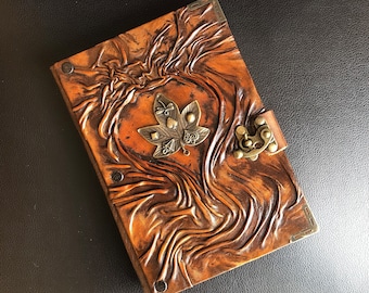 Leather Journal with Leaf Charm