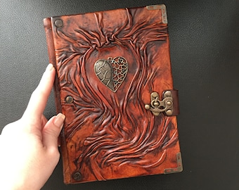 Leather Wedding Journal, Heart Journal, Valentine's Gift