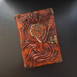 Shamrock Leather Journal, Irish Hearts Notebook, St. Patrick&#39;s Day Gift