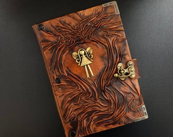 Diario de cuero personalizado: colgante de ángel, regalo de la guarda