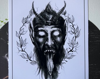 Gruss vom Krampus - 5x7 Fine Art Print, Greetings from Krampus Wall Decor, Yuletide Card, Gothmas, Occult Holiday, Witchy home Goods