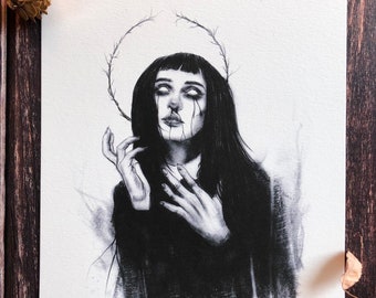 Sangre Vieja - Impresión de Bellas Artes de 8x10, Romance Gótico, Brujería, Satánico, Luna Llena, Asesino