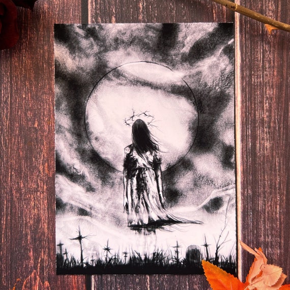 Witch- 5x7 Dark Art Print, Witchcraft, Satanic Decor, Demon, Gothic Home
