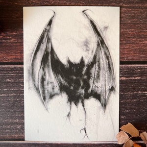 Little Bat- 5x7 Fine Art Print, Gothic Home Wall Decor, Cute Vampire Bat, Spoopy Artwork