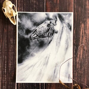 Mari Lwyd- 8x10 Fine Art Print, Gothic Wall Decor, Christmas, German Folklore, Slayer, Goat Skull, Satanic, Witchcraft