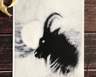 Black Phillip The Witch- 8x10 Fine Art Print, Goat Skull, Witchcraft, Satanic Decor, Baphomet
