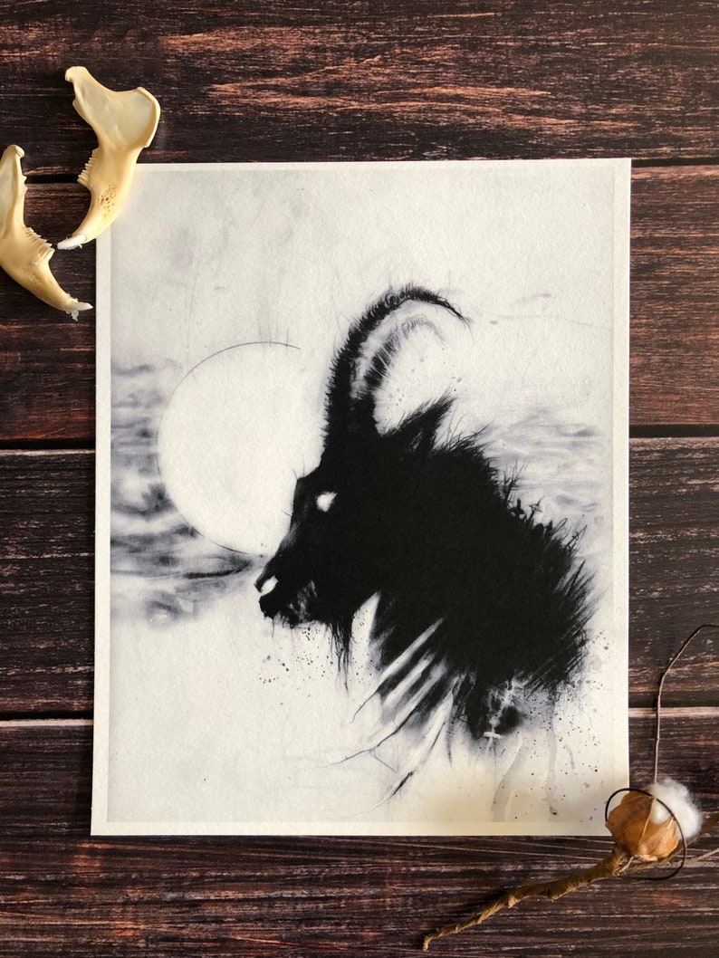 Black Phillip The Witch - Impresión artística de 8x10 pulgadas, decoración satánica, ocultismo, Baphomet, arte oscuro.