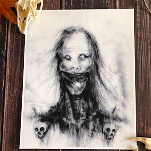 Impresión artística de Sandman-Dark, historias de miedo para contar, arte mural de brujas, decoración gótica para el hogar, tapiz satánico, póster de Baphomet