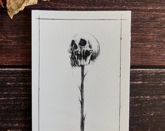 Skull Art Print, Occult Wall Hanging, Gothic Wall Decor, Witchy Home Aesthetic, Skull trophy