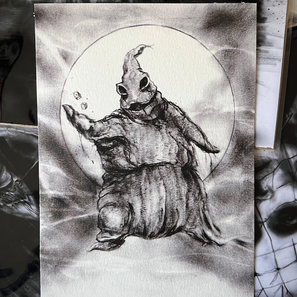 Oogie Boogie-5x7 Dark Art Print, Nightmare Before, Christmas Wall Decor, Skellington, Gothmas