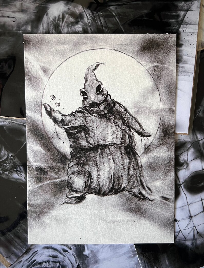 Oogie Boogie-5x7 Dark Art Print, Nightmare Before, Christmas Wall Decor, Skellington, Gothmas image 1