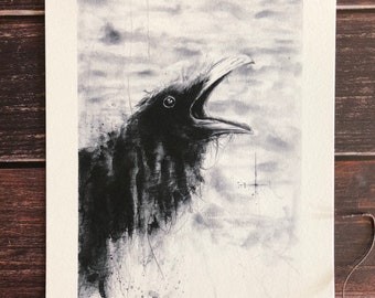 Raven- 8x10 Fine Art Print, Satanic Decor, Witchcraft, Gothic Home, The Crow