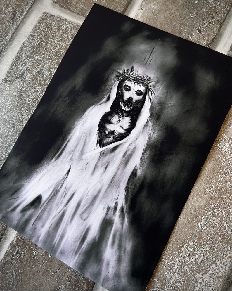 Almighty Excellency 5x7 Dark Art Print, Satanic Decor Wall, Dark Surrealism Illustration, Witchy Wall Hanging image 2