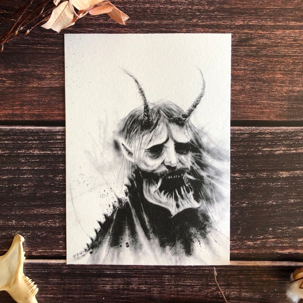 Yokai Devil Mask- 5x7  Fine Art Print, Demon, Satanic Decor, Witchcraft,Baphomet