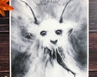 Krampus King-8x10 Fine Art Print, Gothmas, Baphomet Poster, Creepy Christmas Decor, Satanic Wall Hanging