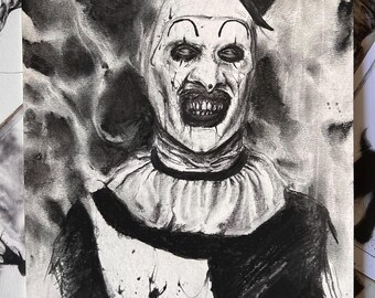 Original Art the Clown Portrait – Charcoal, Pen, and Ink (9x12)