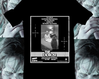 Maglietta L'Esorcista che si illumina al buio - Maglietta horror vintage - Maglietta grafica - Maglietta satanica - Il potere di Cristo - Maglietta horror classica