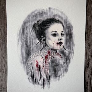Portrait of a Cannibal-8x10 Dark Art Print, Witchy Poster, Pagan Decor, Satanic Decor Wall, Carmilla Vampire Wall Hanging image 1