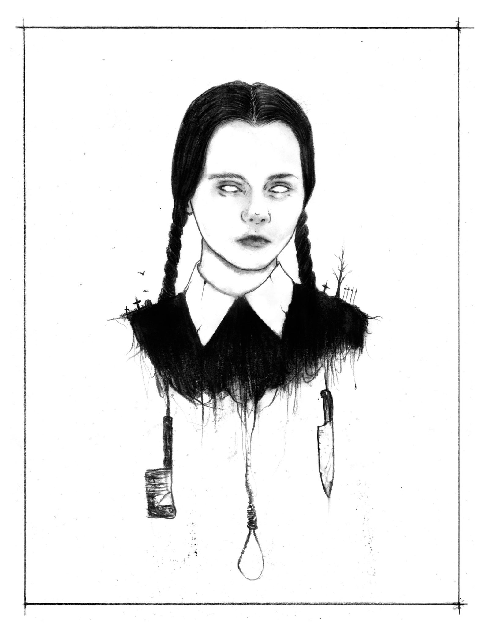 Wednesday Addams-8x10 Dark Artwork Addams Familymorticia and | Etsy