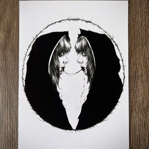 Die Töchter//Der Zirkel- 15x20 Dark Kunstdruck, Gothic Illustration, Satanische Heim, Witchy Dekor, Gruselige Zwillinge
