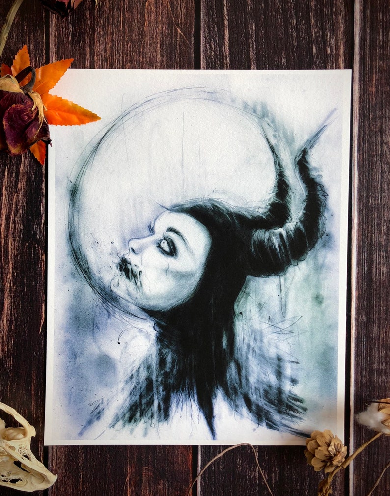 Sleeping Beauty Maleficent 8x10 Art Print, Haunted Mansion, Disney Halloween, Witchcraft, Satanic image 1