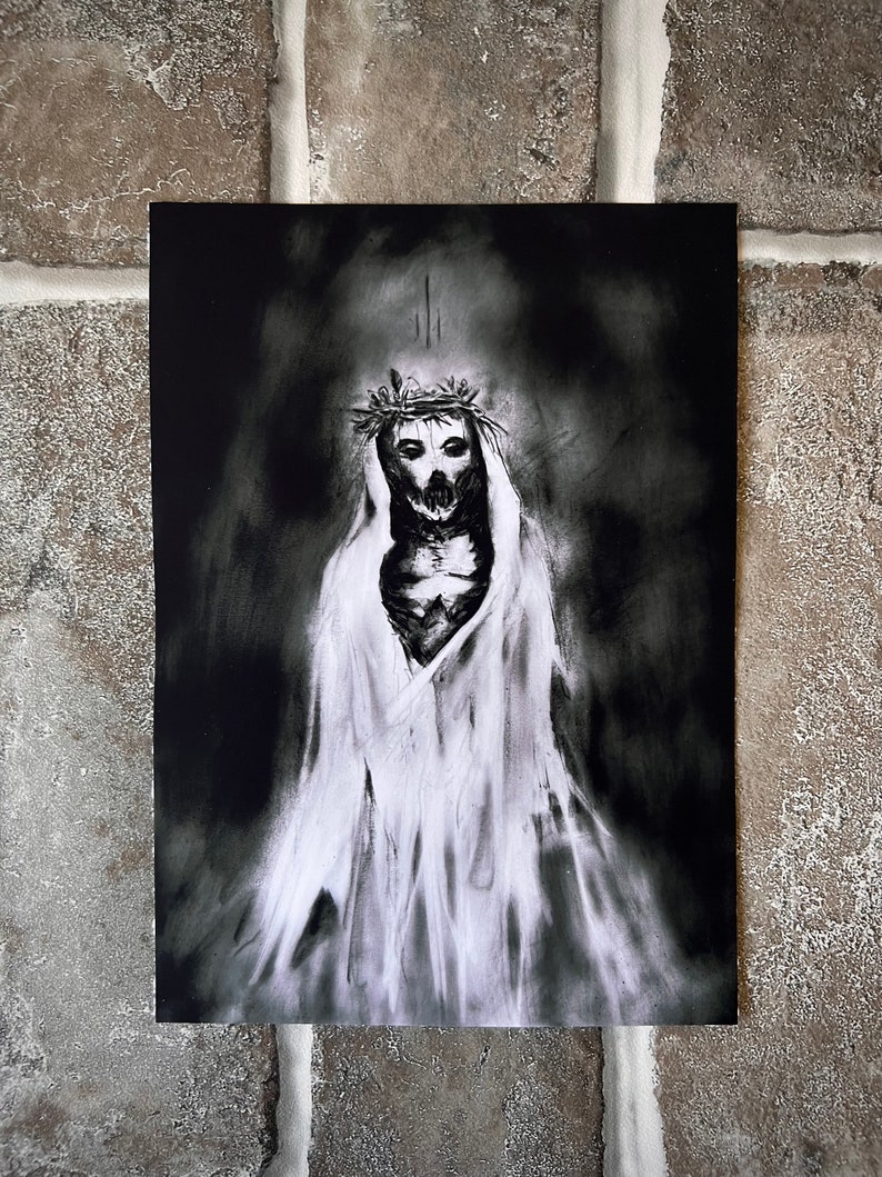 Almighty Excellency 5x7 Dark Art Print, Satanic Decor Wall, Dark Surrealism Illustration, Witchy Wall Hanging image 1