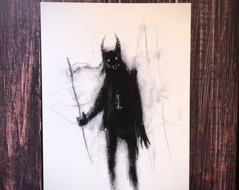 Shadow Demon- 5x7 Fine Art Print, Baphomet Wall Art, Satanic Wall Hanging, Gothic Home, Slayer