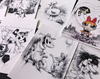 ¡Qué caricatura! Paquete de impresiones de 5x7: Cartoon Network, Las Chicas Superpoderosas, Hora de Aventuras, El Fantasma del Espacio