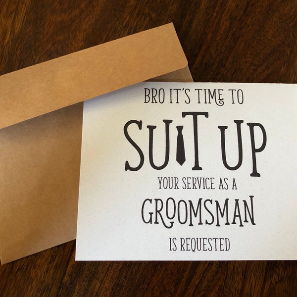 Groomsman Card, Best Man Card, Ring Bearer Card, Best Man, Ring Bearer, Groomsman, Wedding Party, Wedding Cards. Suit Up. Stationary.