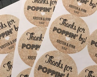 Thanks for Popping by, Wedding Stickers, Custom Stickers, Wedding Thank you stickers, Thank you stickers, Wedding Favors, Party Favors