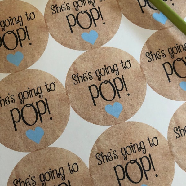 Baby Shower Stickers. She's Going To Pop Stickers. Custom Stickers. Sticker Label. Baby Shower. Ready to Pop. Ready to Pop stickers.
