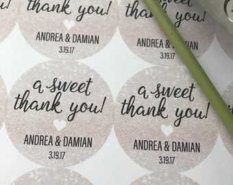 Wedding Stickers, Thank You Stickers, Wedding Thank you stickers, Thank you wedding stickers, Wedding Favors, a sweet thank you