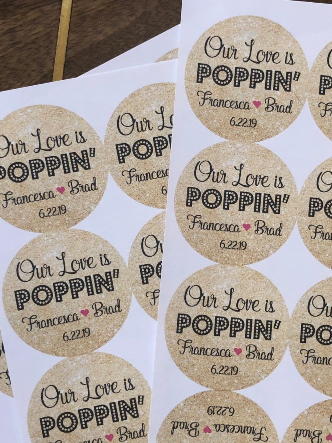 Wedding Stickers, Custom Stickers, Wedding Favors, Our Love Is POPPIN, Our Love is Popping, Popcorn Favors, Custom Wedding Stickers new